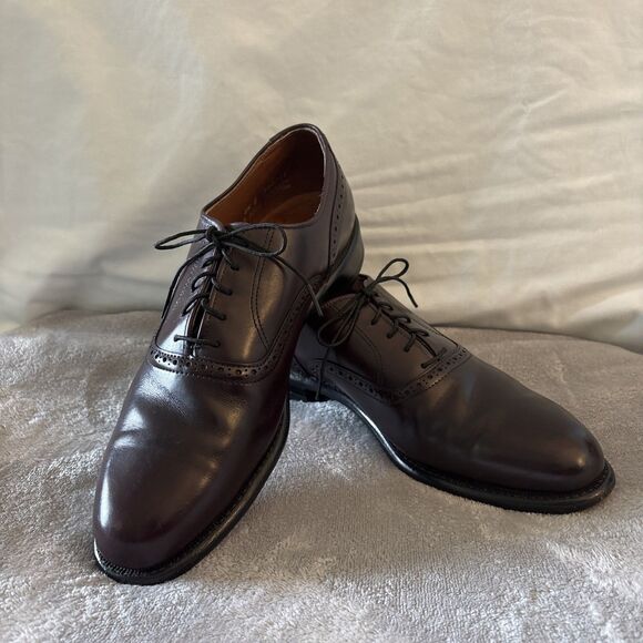 Keith Highlanders Dress Shoes Mens 8.5 D Burgundy Leather Plain Toe Oxfords EUC - Picture 1 of 10